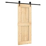 vidaXL Porta scorrevole Naturale e Nero 80 x 210 cm