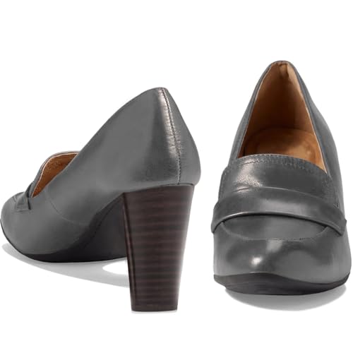 Image of MOOMMO Women Chunky Block Heel Pumps Round Closed Toe Slip On Oxford Loafers Shoes High Heels Snakeskin Work Pump Suede Loafer for Office Ladies Classic Formal Business Professional 4-13 M US