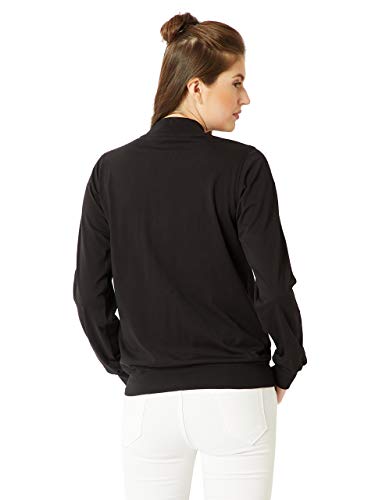 Image of Miss Chase Women's Cotton Standard Round Neck Full Sleeves Solid Ring Puller Detailing Zippered Bomber Jacket