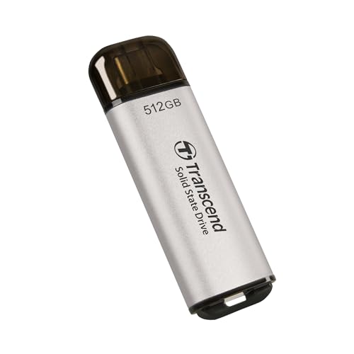 外付けハードディスク・ドライブ Transcend 512GB SSD USB-A USB-C 1050mb/s トランセンドジャパン 512GB USB Type-C SSD 1050MB/s シルバー
