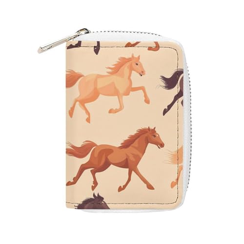 Racing Horses Horseraces Small Business Credit Card Holder Wallet with 20 Card Slots Case Coin Purse Pouch