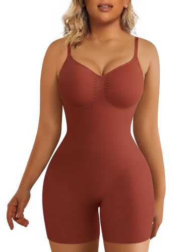 Image of SHAPERX Shapewear for Women Tummy Control Bodysuit Mid Thigh Body Shaper Shorts for a Lifted Look