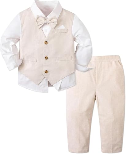 Image of SANGTREE Baby Boys Toddler Gentleman Kids Formal Outfits Long Sleeve Suit Clothing Set 3 Months - 9 Years