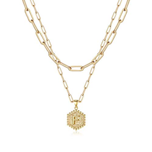 M MOOHAM Gold Layered Initial F Necklace