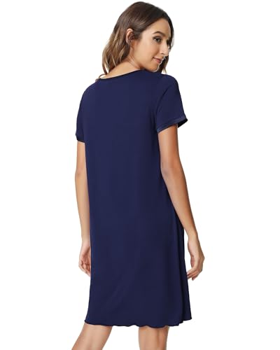 Image of NACHILA Nightgowns for Women-Viscose Made from Bamboo, Pleated Sleepwear.