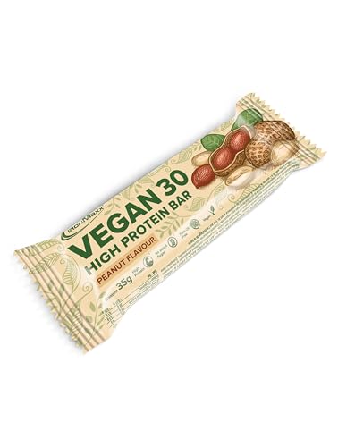 Vegan 30 Protein Bar Peanut - 24 x High Protein Riegel 35g ohne zusätzlichen Zucker, 30% Proteingehalt, Leckerer Snack für pflanzliche Ernährung & palmölfrei