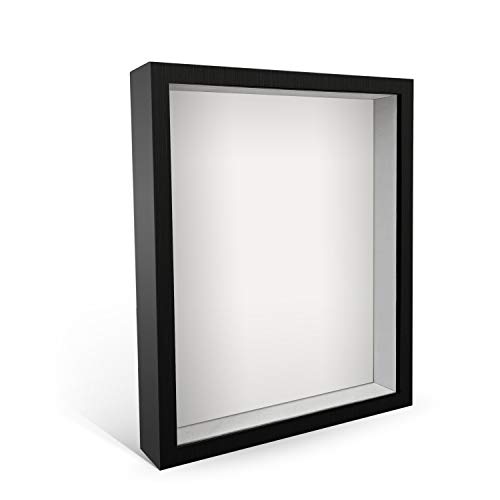 C&Z Shadow Box Frame for Memorabilia Awards Medals Photos, Display Case with Holder, Hook and Table Stand, Black