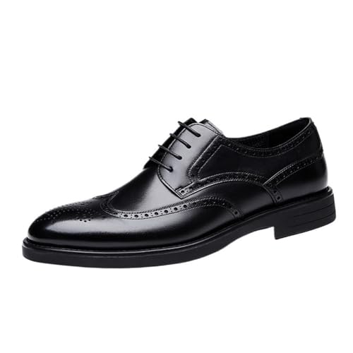 Men's Lace up Oxford Brogue Dress Shoes Faux Leather Business Casual Formal Office Work Comfortable Footwear