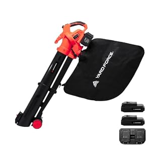 Yard Force LB C20C 40V Cordless Leaf Blower & Vacuum – 3-in-1 Garden Tool with 45L Collection Bag, Mulching Function, Variable Speed, 2 x 20V/4.0Ah Batteries – CR20 Range Compatible