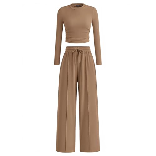 Ensemble de jogging femmes deux pièces vêtement de maison pantalon large et crop top