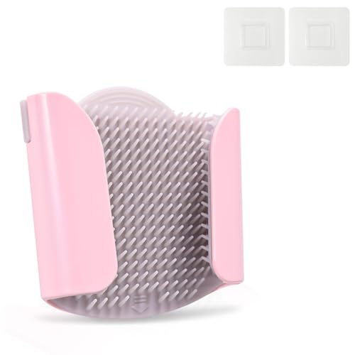 Shower Wall Hair Catcher - Reusable Hair Trap for Drain Protector Hair Collector with Silicone Bristle Shower Drain Hair Catcher for Bathroom Bathtub Easy to Clean & Detachable Pink