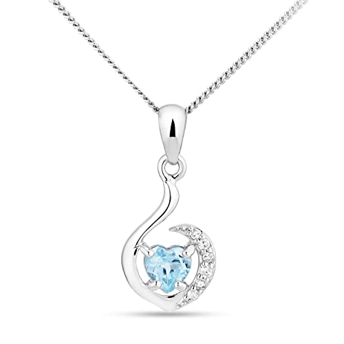 Pendentif cœur or blanc topaze bleue MIORE, le cadeau romantique avec son écrin