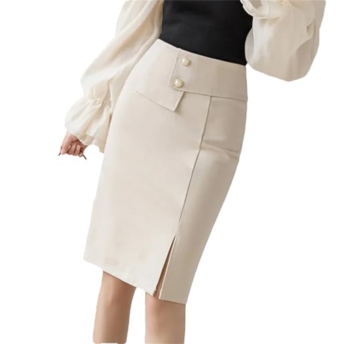 Jupe crayon élégante taille haute Mkjuuior longueur genou pour femme