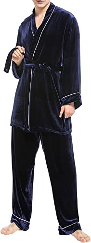 COLD POSH Men's Silk Velvet Pajamas Set Luxury Sleepwear for Autumn/Winter