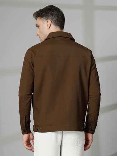 Image of CHKOKKO Men's Fleece Solid Winter Wear Regular Fit Standard Length Jacket