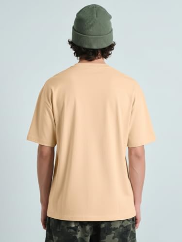 Image of LEOTUDE Men's Oversized Graphic T-Shirt inchLoyalty is a Myth inch - Casual Half Sleeve Round Neck Streetwear Tee, Soft T-Shirt for Men's (Color:Beige)