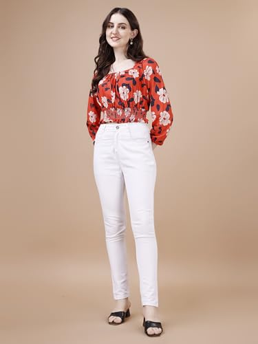 Image of Wedani Women's Casual Foral Print Puff Sleeve Regular Top