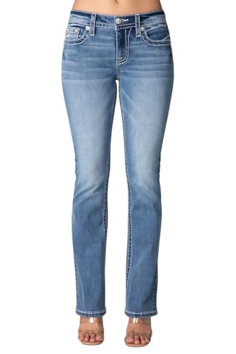 Miss Me Women's Wild Spirit Fleur de Lis Mid-Rise Bootcut Jeans2