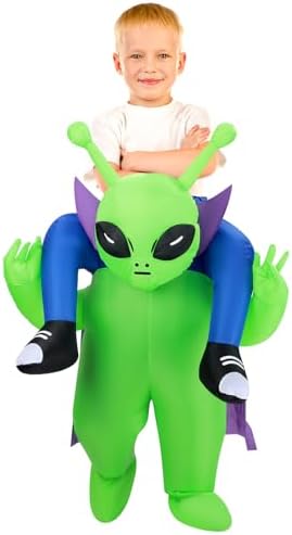 Inflatable Alien Costume, Halloween Blow up Costumes Ride On Alien Costume, Funny Cosplay Costumes for Kids Men Women