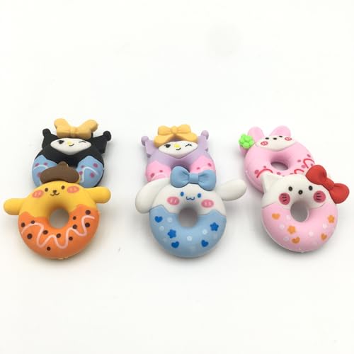 Image of Radiance 12 Pcs Donut Shape Animal Erasers for Kids | Cute Pencil Erasers for Girls & Boys | School Stationery Set | Birthday Return Gifts for Children (Multicolor)