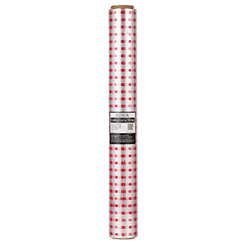 Film transparent rouge à pois 40cm pour réussir vos paquets de Noël