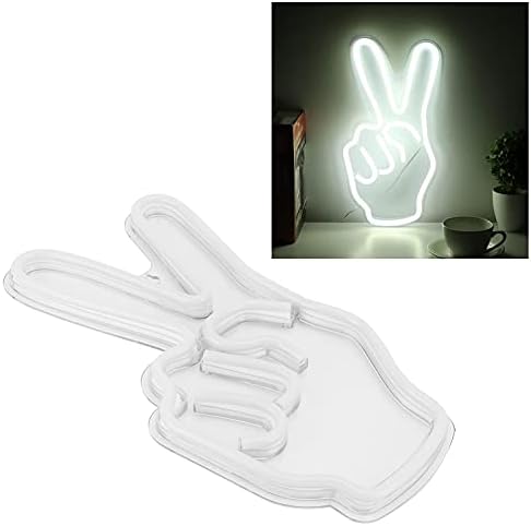 Miniatura 3 de Garosa Letrero LED de la paz de neón, luz de neón, gesto de victoria, V, lámpara decorativa creativa alimentada por USB para dormitorio, gabinete,