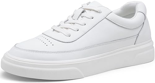 Vostey Men's Fashion Sneakers Leather White Shoes for Men Comfortable Mens Casual Shoes