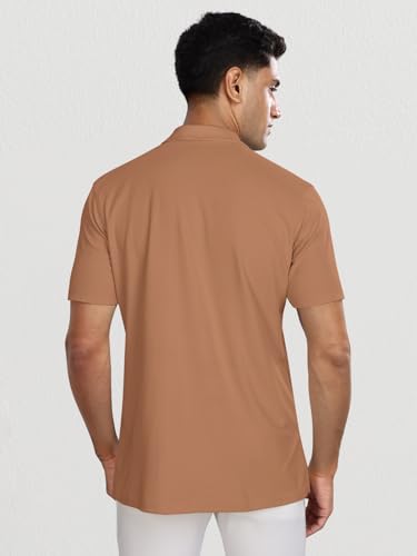 Image of BULLMER Trendy Solid Zipper Collar /Polo Neck Tshirt for Men
