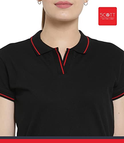 Image of Scott International Women's Regular Fit 100% Pure Organic Cotton Polo T-Shirt | Womens Polo Collar Neck T-Shirt | Cotton Plain Polo Neck Half Sleeve T-Shirt | Tshirts for Women