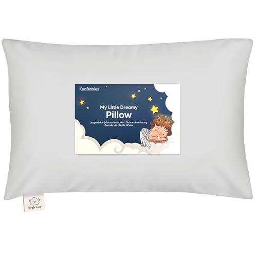 Image of Toddler Pillow with Pillowcase, 13x18 My Little Dreamy Pillow (French Gray) | Kids Travel Bed Pillow for Sleep, Organic Cotton Small Pillowcase, Soft, Breathable, Machine Washable, Toddlers 2-5 years old