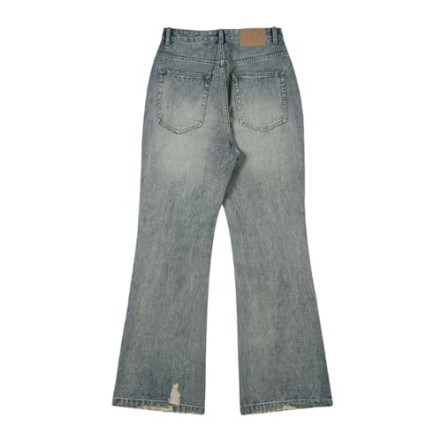 Men's Distressed Ripped Jeans, Hip Hop Motorcycle Denim, Flared Pants, Vintage Hollow Out3