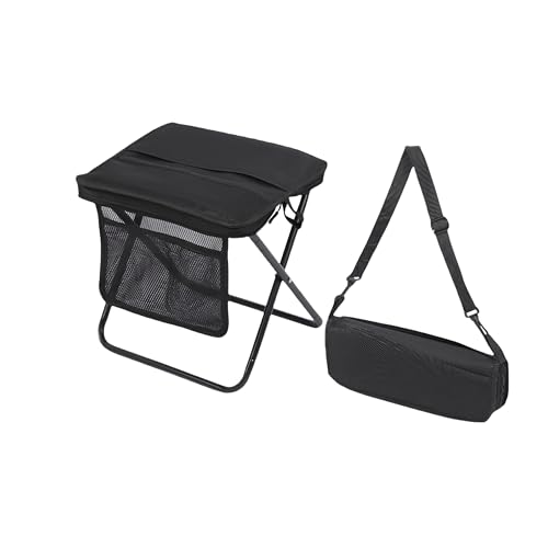 Fentefere 超軽量 折りたたみ椅子 アウトドアチェア 軽量 コンパクト 耐荷重120kgカーボンスチールフレーム 収納袋一体型 ショルダーストラップ付きおりたたみパイプ椅子キャンプ/BBQ/花見/登山/スポーツ観戦に最適 日本語説明書付き （ブラック）