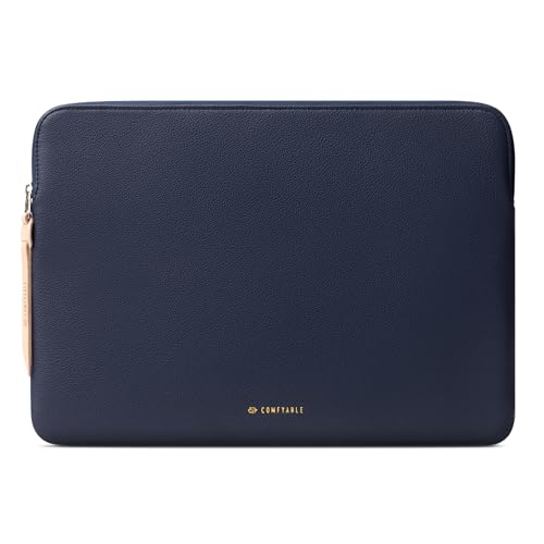 Image of Comfyable Leather Laptop Sleeve Compatible with MacBook Pro /Air, 16 /15 Inch Computer Sleeve, Mac Travel Case, Laptop Protective Pouch, Leather Laptop Cover M4 /M3 /M2 /M1 2024-2021, Blue