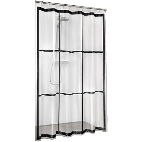 Sealskin Brix Shower Curtain PEVA 180x200 cm Transparent/Black Cover