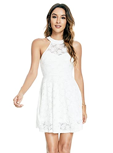 Image of Atnlewhi Womens Vintage Lace Floral Off Shoulder Elegant Swing Dresses A-line Mini Dress for Party Cocktail Wedding
