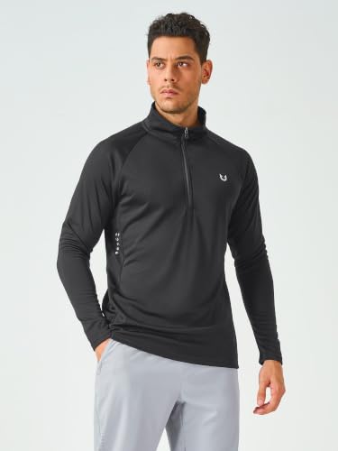 Image of NORTHYARD Men's Quarter Zip Pullover Athletic Running Shirt Long Sleeve | 1 /4 Zip Top, Quick Dry Lightweight, Moisture Wicking Breathable, Reflective Strips, Performance Workout Gym, Hiking Sports