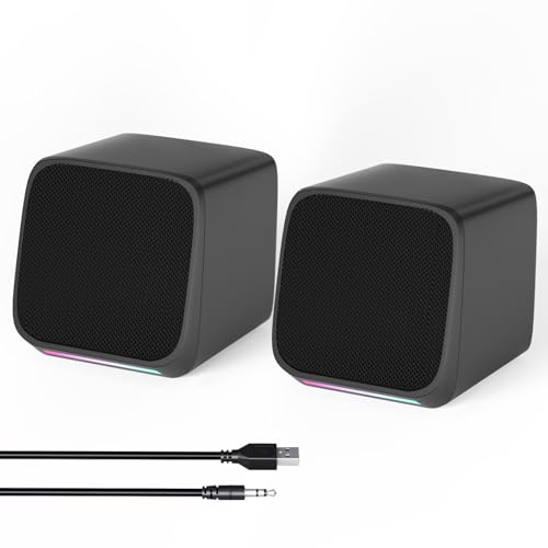 Computer Speakers,Computer Speakers for Desktop PC,Desktop Speakers,Small Computer Speakers USB Powered 3.5mm Aux Speaker for PC,Laptop,Tablet,Phone