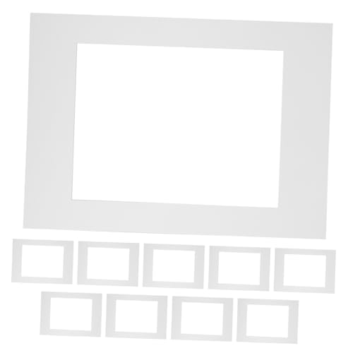 LALAFINA 10個入り白色厚紙マット 丸型 角型開口付き 額縁用マット 製作紙写真やアートプリントの装飾に 変形防止 退色耐性で長持ちする額縁
