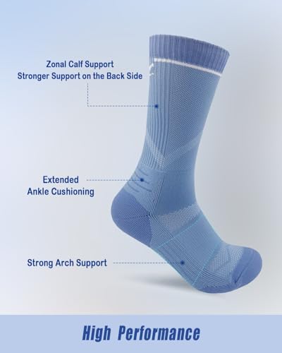 Athletic Socks Moisture Wicking Crew Socks for Men 3 Pairs Running Sport Cushioned Polyester Mid Calf Socks2