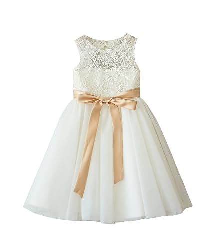 Ivory Lace Tulle Wedding Flower Girl Dress Junior Bridesmaid Dress Flower Girls Dresses