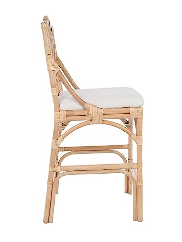 Kouboo Chippendale Rattan Kitchen Counter Chair, Kitchen Island Seating, Kitchen Furniture, Bohemian Decor, Contemporary Seating, Off White Upholstery, Natural #TOP6