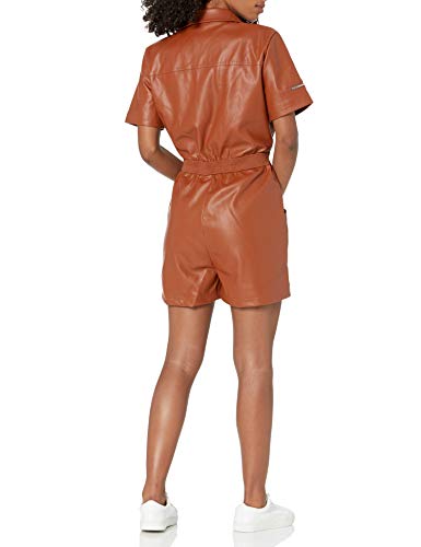 Kendall + Kylie Women's Front Zip Utility Romper, Cognac, Xs #TOP1