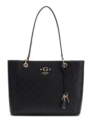 Sac à épaule GUESS Dita Noel texture logo noir et détails dorés chic