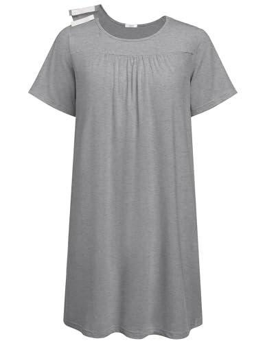 Image of Deyeek Hospital Gowns for Women Tear Away Snap Open Back Dress Post Shoulder Surgery Dresses Soft Adaptive Clothing Nightgown