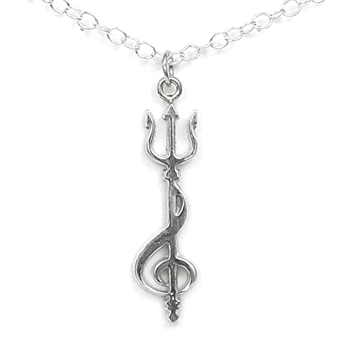 Trident and Treble Clef Little Mermaid inspired Necklace - Gift Packaging - Handcrafted Pewter Made in USA (20 chain length)