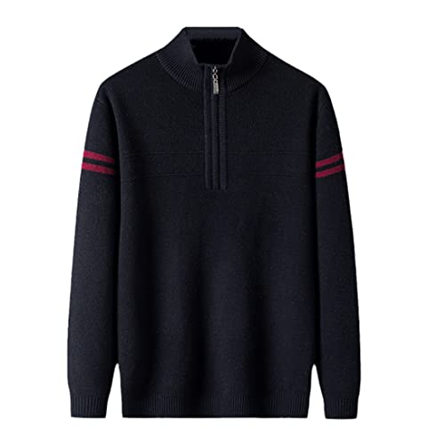 Pull homme col zippé chaud en cachemire mérinos anti-froid S