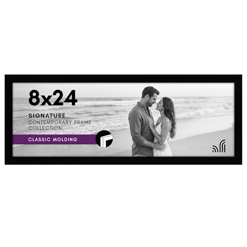 Americanflat 8x24 Picture Frame with Shatter-Resistant Glass - Signature Collection - Gallery-Style Frames Made of Engineered Wood - Photo Frame for Wall Display - Black