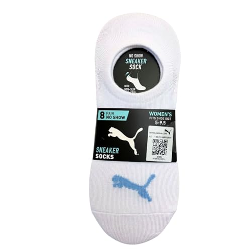 PUMA Women's Sneaker Liner Socks, 8 pair, Assorted Colors, Fits 5-9.52
