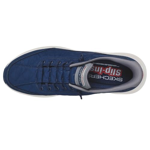 Skechers Men's Contour Foam Cozy Fit Hands Free Slip-in Sneaker, Navy/Gray, 6.5