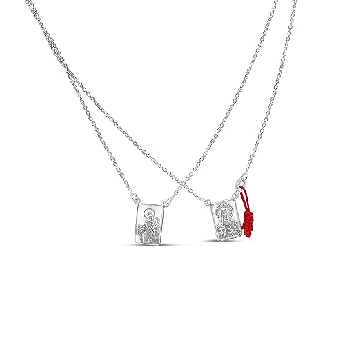 14k Gold Plated Scapular Necklace with Red Cord - Corazon Sagrado (Sacred Heart of Jesus) and Virgin Mary Medals - 24 Inch2